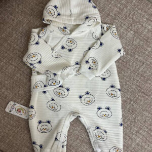 Combinaison Bébé à Capuche - Imprimé Panda en Coton Matelassé