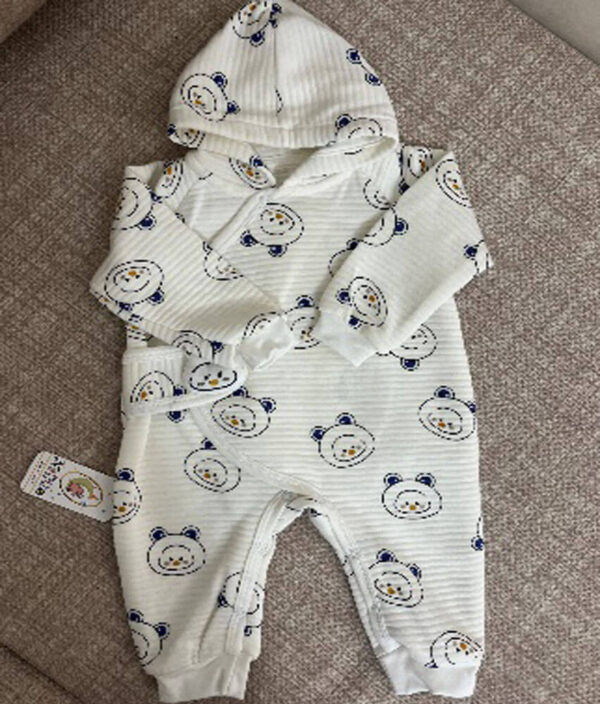 Combinaison Bébé à Capuche - Imprimé Panda en Coton Matelassé