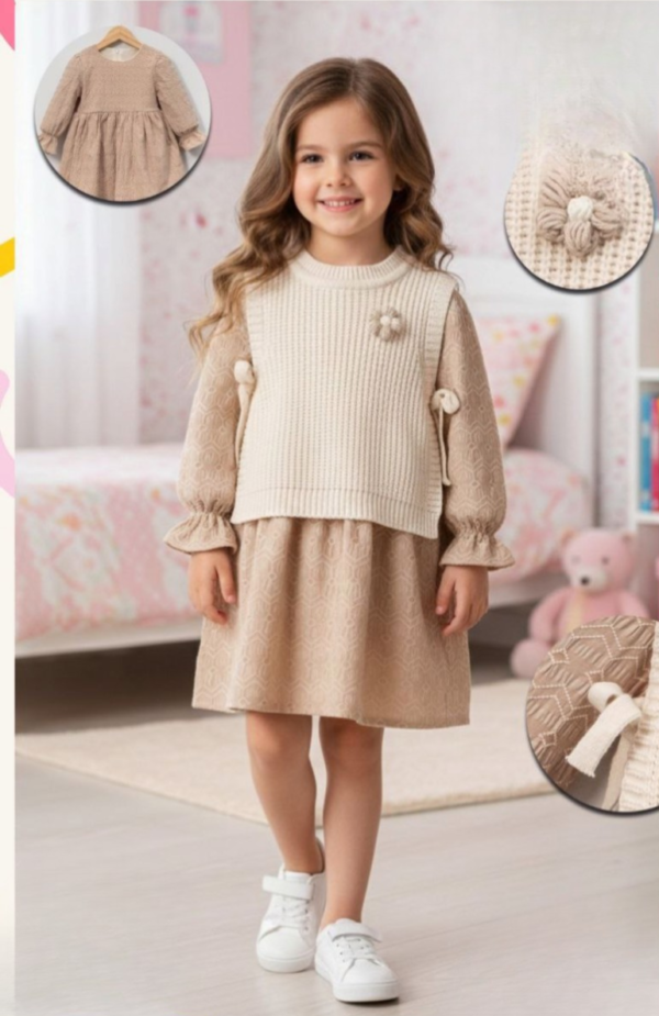 Robe 2 pièces élégante avec gilet en maille