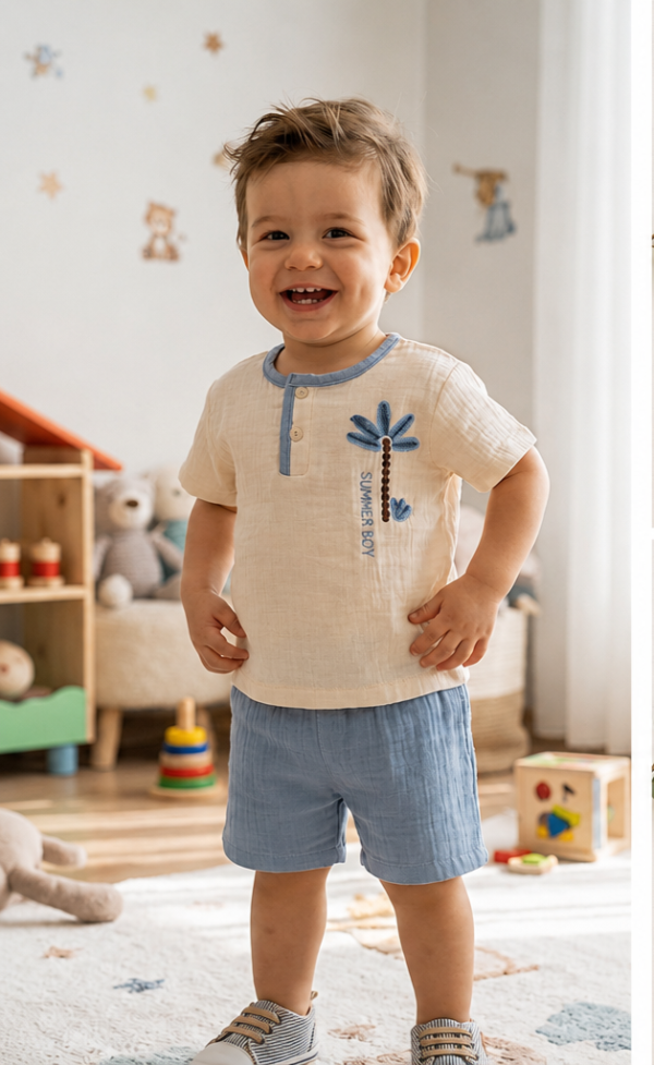 Ensemble 2 Pièces Garçon : T-shirt Demi Manche Et Short