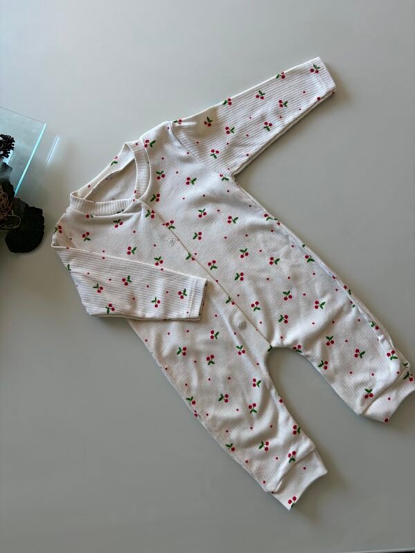 Grenouillére coton fille motif cerise